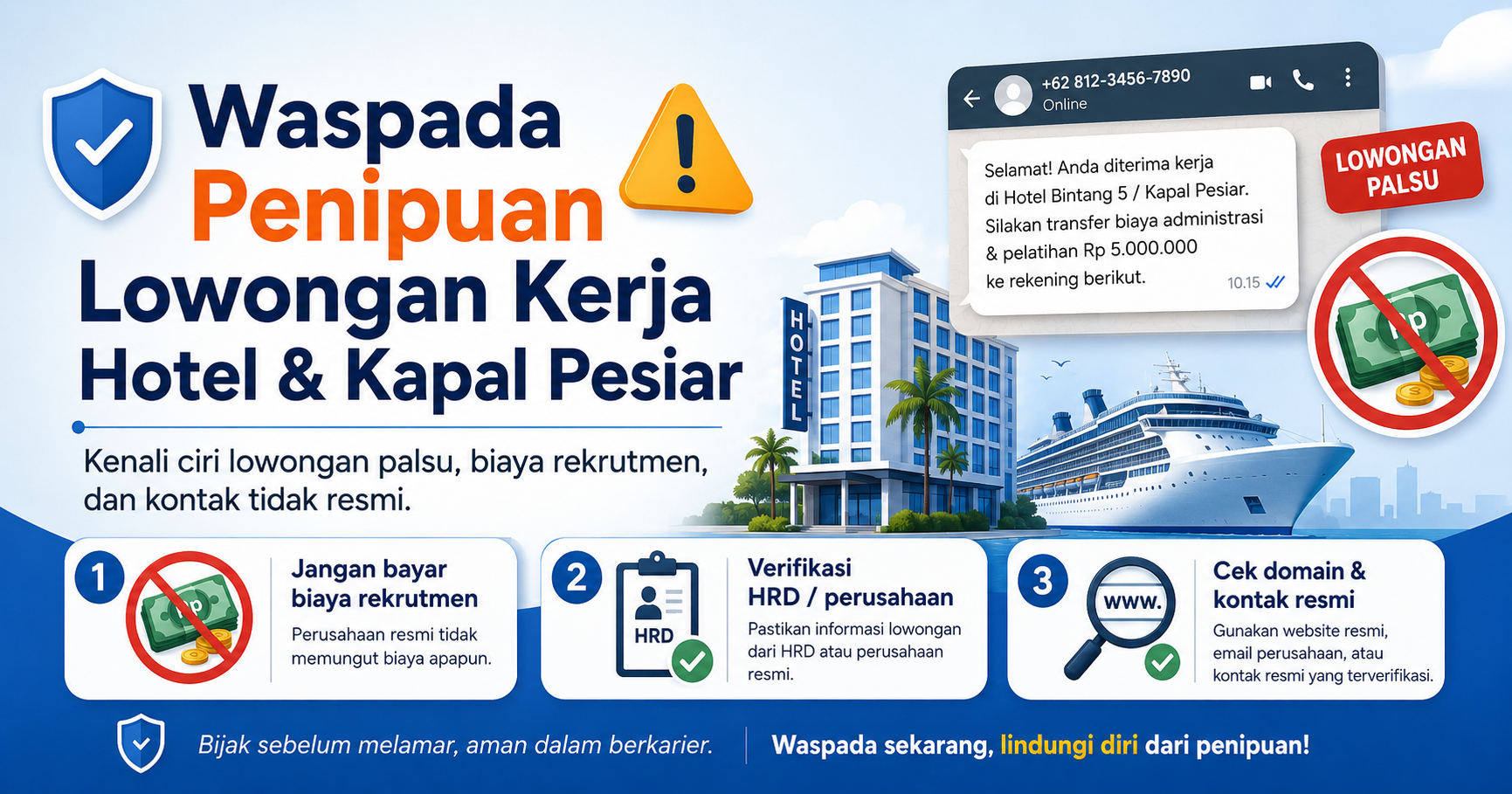 Waspada Penipuan Lowongan Kerja Hotel dan Kapal Pesiar